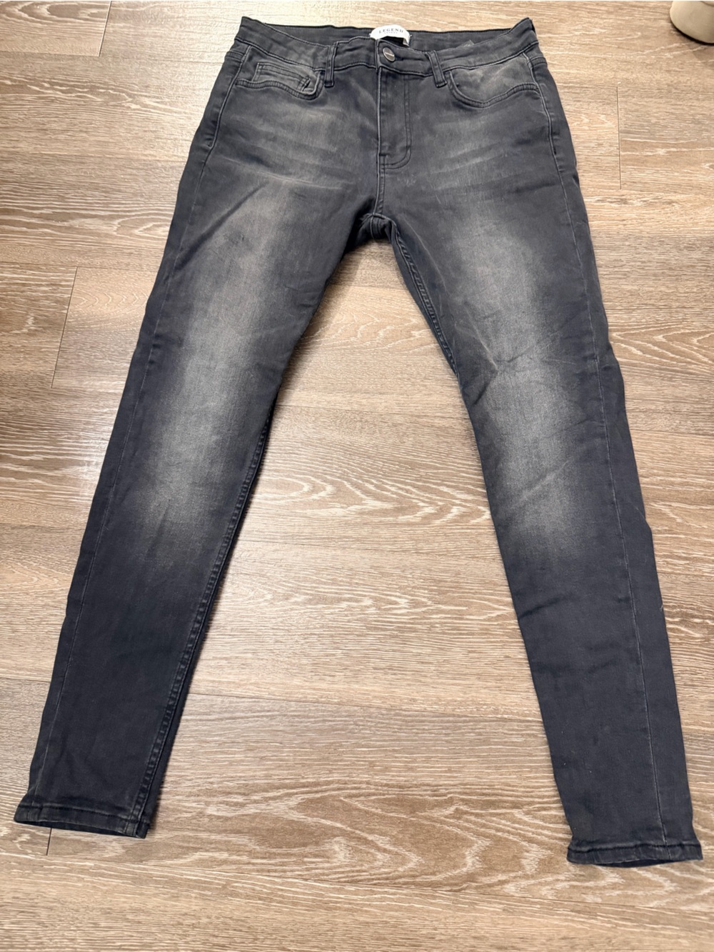 Men's Legend London Spray-On Skinny Fit Washed Black Jeans